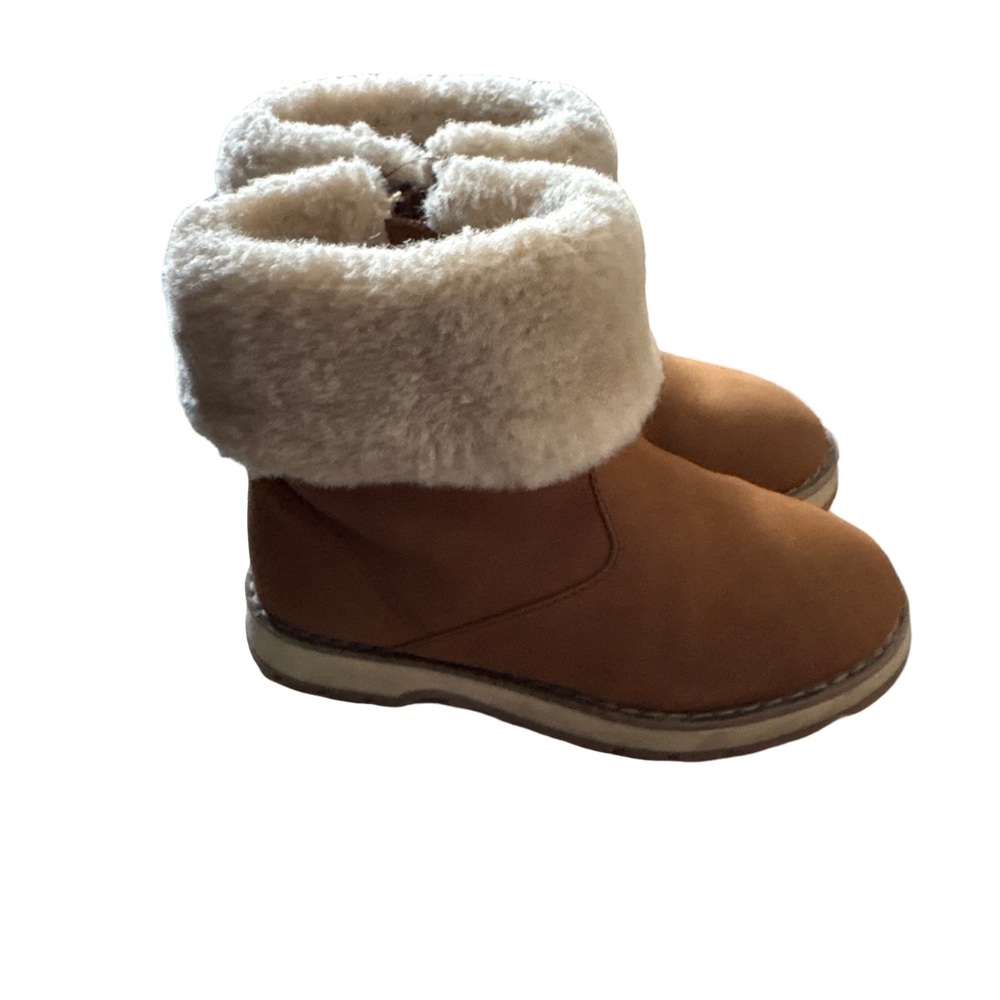 Zara Cozy Tan Boots with Cream Fur Lining - size 8.5